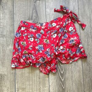 Free People Floral Red Skort